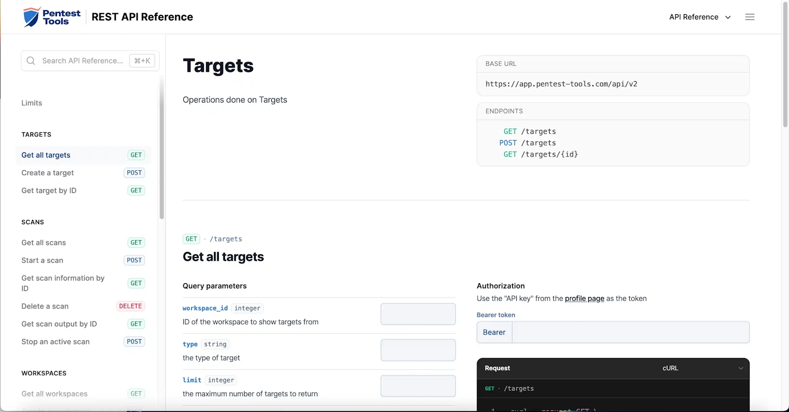 A glimpse of the Pentest-Tools.com API Reference