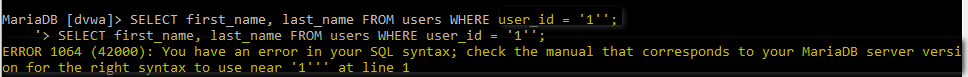 queries displayed on the database server