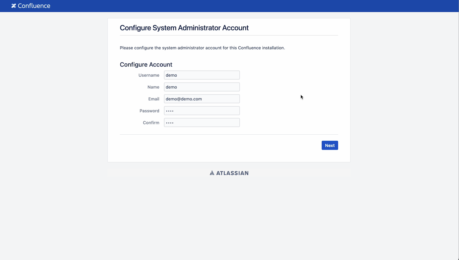 new Atlassian user configuration