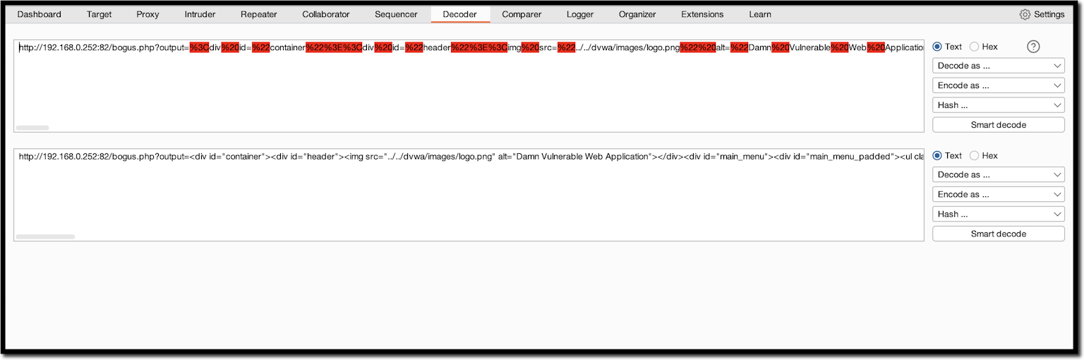 xss attack burp decoder